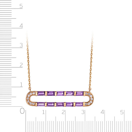 Колье из красного золота с бриллиантами, аметистом