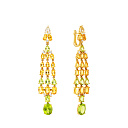 Серьги из желтого золота с бриллиантами, перидотами