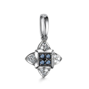 Подвеска из белого золота с бриллиантами, сапфирами