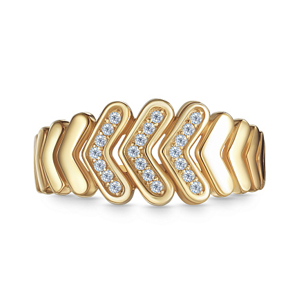 Кольцо из серебра с позолотой, фианитом