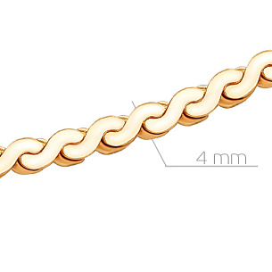 Цепь автомат из красного золота, плетение панцирное