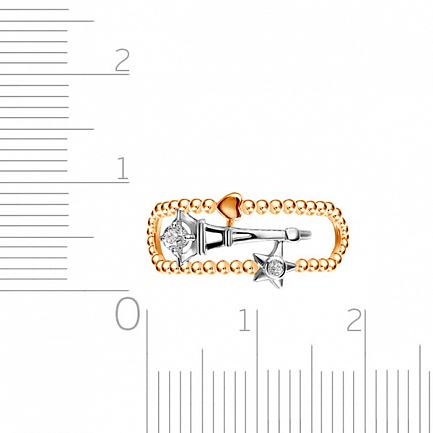 Кольцо из красного золота с фианитами Эйфелева башня