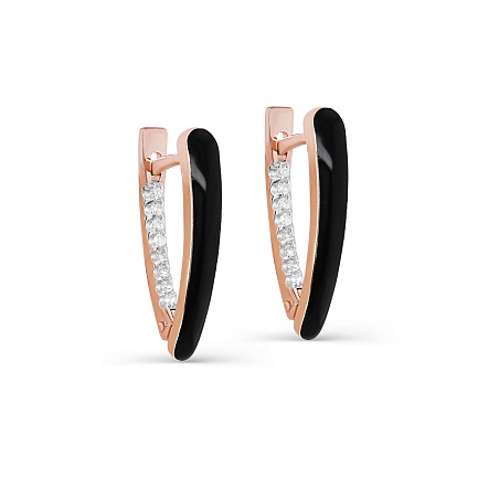 Серьги с английским замком из красного золота с бриллиантами