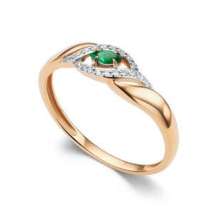 Кольцо из красного золота с бриллиантом