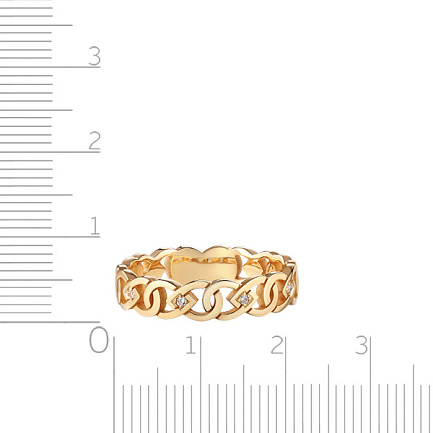 Кольцо обручальное из желтого золота с бриллиантами