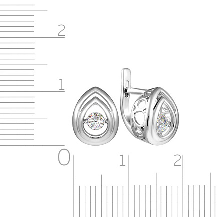 Серьги с английским замком из белого золота с бриллиантами