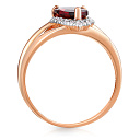 Кольцо из красного золота с гранатом, фианитом