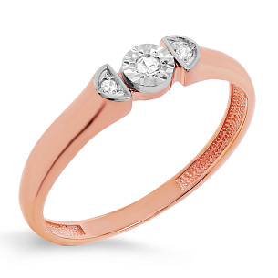 Кольцо из красного золота с бриллиантами