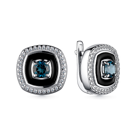 Серьги с английским замком из серебра с топазами