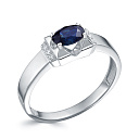 Кольцо из белого золота с бриллиантами, сапфиром