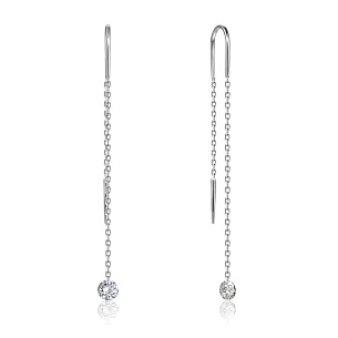 Серьги Продевки из белого золота с бриллиантами, плетение якорное