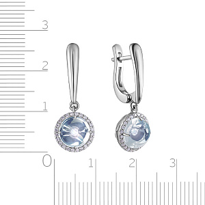 Серьги из белого золота с бриллиантами, топазом