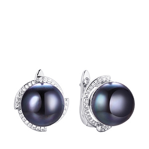 Серьги с английским замком из серебра с жемчугом