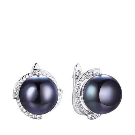 Серьги с английским замком из серебра с жемчугом