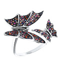 Кольцо из белого золота с сапфирами, топазами