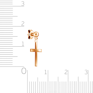 Одиночная серьга из красного золота Крестик