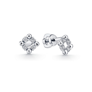 Серьги из белого золота с бриллиантом