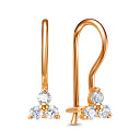 Серьги с французским замком из красного золота с фианитами