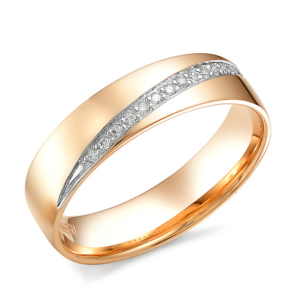 Кольцо обручальное из красного золота с бриллиантами