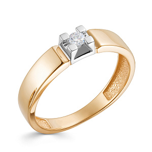 Кольцо из красного золота с бриллиантом