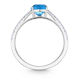 Кольцо из белого золота с бриллиантами, топазом