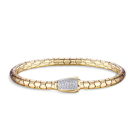 Браслет декоративный из желтого золота с фианитом