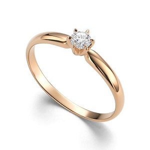 Кольцо из красного золота с бриллиантом