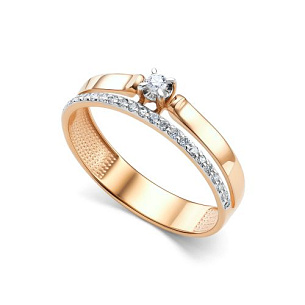 Кольцо из красного золота с бриллиантом