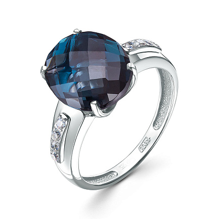 Кольцо из белого золота с бриллиантами, топазом