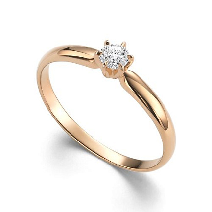 Кольцо из красного золота с бриллиантом