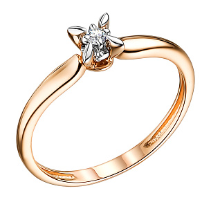 Кольцо из красного золота с бриллиантом