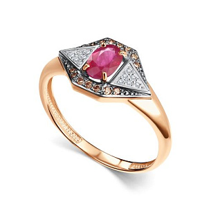 Кольцо из красного золота с бриллиантом