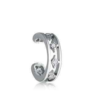 Серьги-каффы с фианитом из серебра