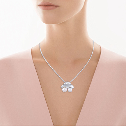 Подвеска из серебра с жемчугом, фианитом