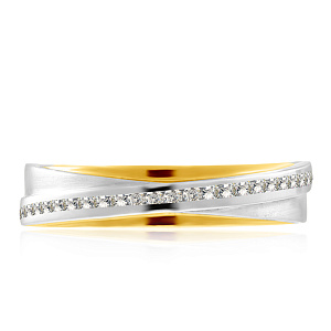 Кольцо обручальное из комбинированного золота с бриллиантами