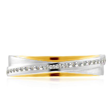 Кольцо обручальное из комбинированного золота с бриллиантами