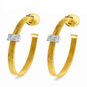 Серьги из комбинированного золота с бриллиантом