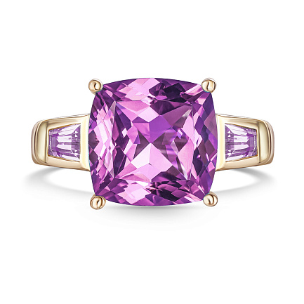 Кольцо из желтого золота с аметистами