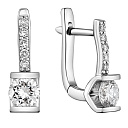 Серьги с английским замком из белого золота с бриллиантами