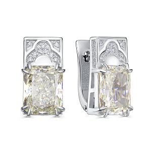 Серьги с английским замком из серебра с фианитом