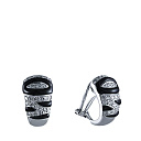 Серьги из белого золота с бриллиантами, ониксами