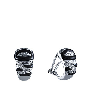 Серьги из белого золота с бриллиантами, ониксами