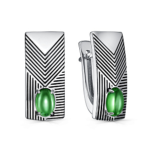 Серьги с английским замком из серебра с фианитом