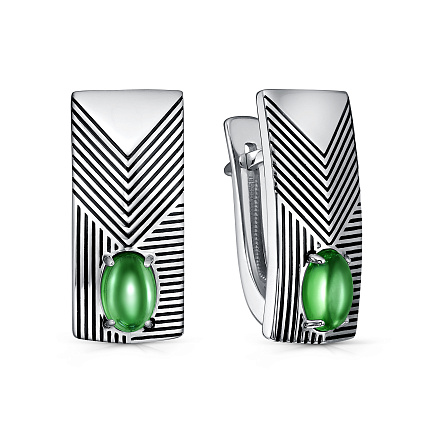 Серьги с английским замком из серебра с фианитами