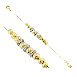 Браслет декоративный из желтого золота с фианитами