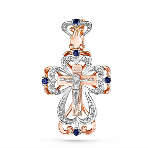 Крест из красного золота с бриллиантами