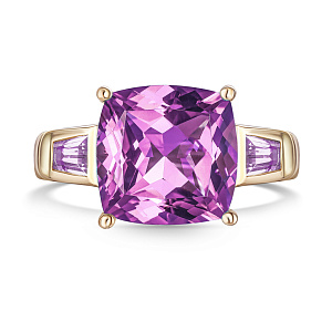 Кольцо из желтого золота с аметистами