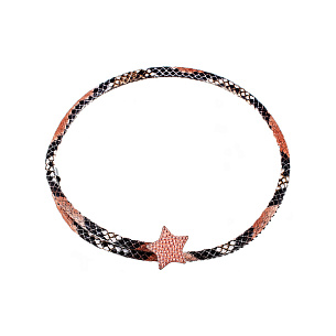 Чокер из серебра с фианитом, кожей