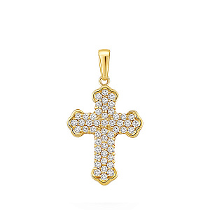 Крест из желтого золота с бриллиантами