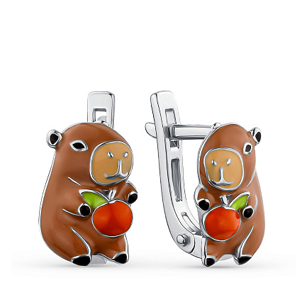 Серьги детские из серебра с эмалью